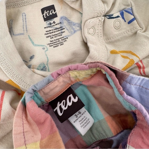 Tea Collection Baby Rompers Set of 2 Size 3-6 months FLAWS - Picture 2 of 6